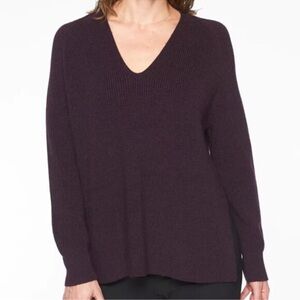 Athleta Sweater Womens Small Purple Switchback V Neck Pullover Merino Wool Knit